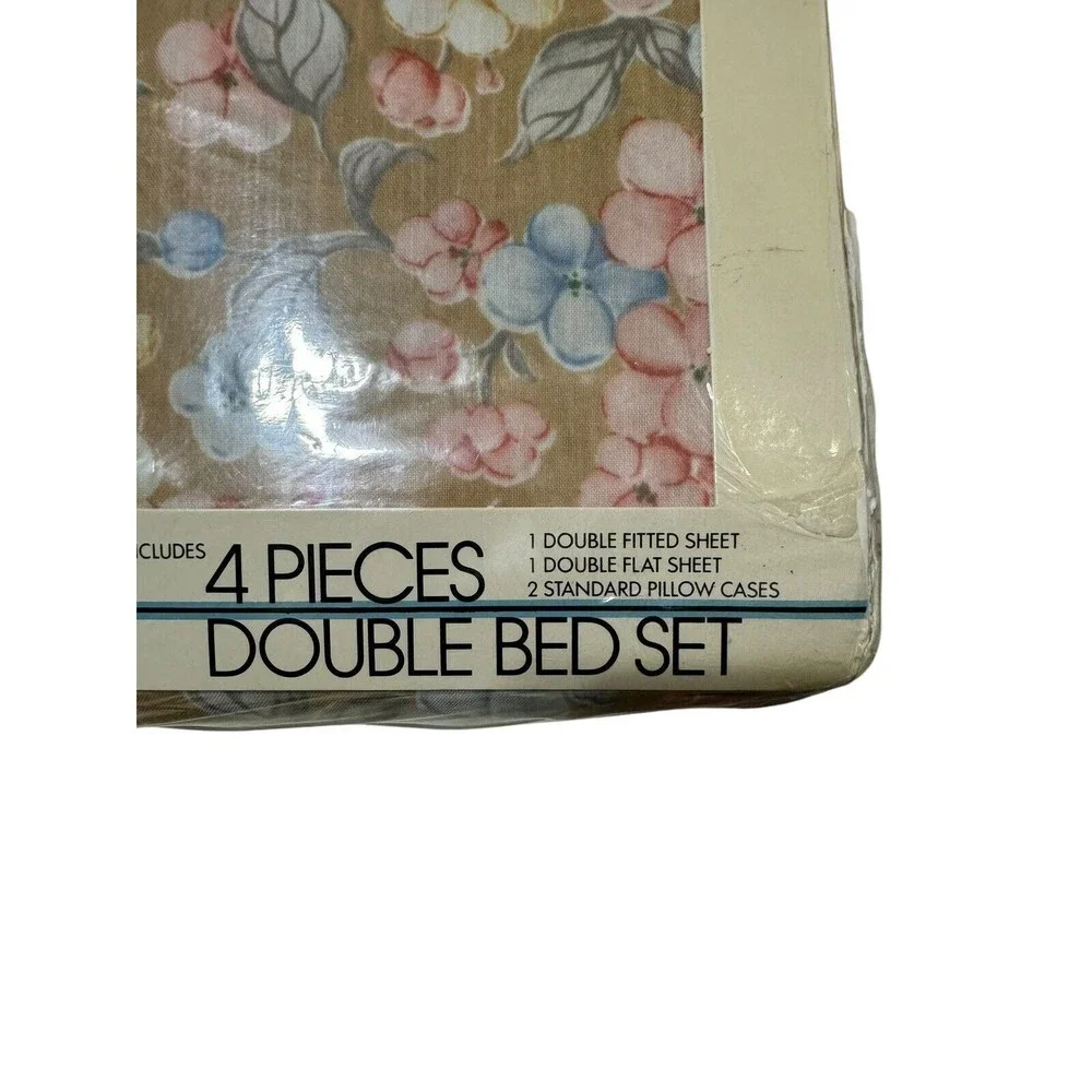Vintage Performance By Springs 4 Pieces Double Bed Set Watercolor Garden New